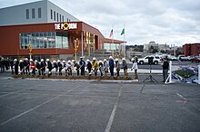 Stadium groundbreaking on November 30, 2021 with The Podium in the background. SPSStadiumGroundbreaking.jpg