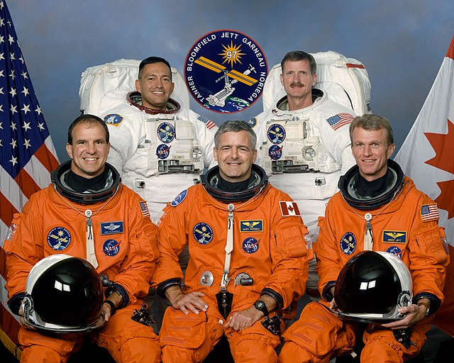 Left to right – Front: Bloomfield, Garneau, Jett; Back: Noriega, TannerSpace Shuttle program← STS-92 (100)STS-98 (102) →