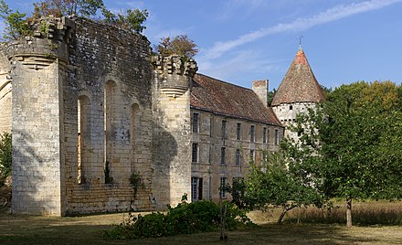 Ruins of La Réaux abbey (12th century) in Saint-Martin-l'Ars, Vienne