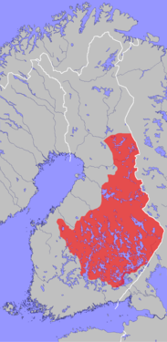 The areas where the Savonian dialects are spoken Savolaismurteet.png