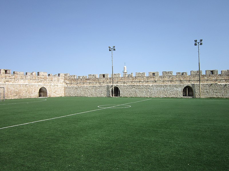 File:Soccer field with old city wall in the background, East Jerusalem, Israel.jpg