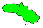 Soemba met regentschapsgrens en hoofdsteden van beide regentschappen