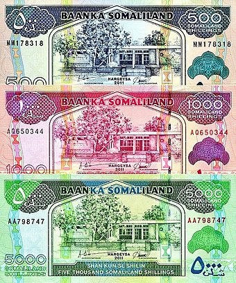 500 Somaliland Shillings, 1000 Somaliland Shillings, 5000 Somaliland Shillings