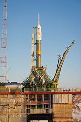 Soyuz TMA-03M spacecraft seen at the launch pad on 19 December 2011.