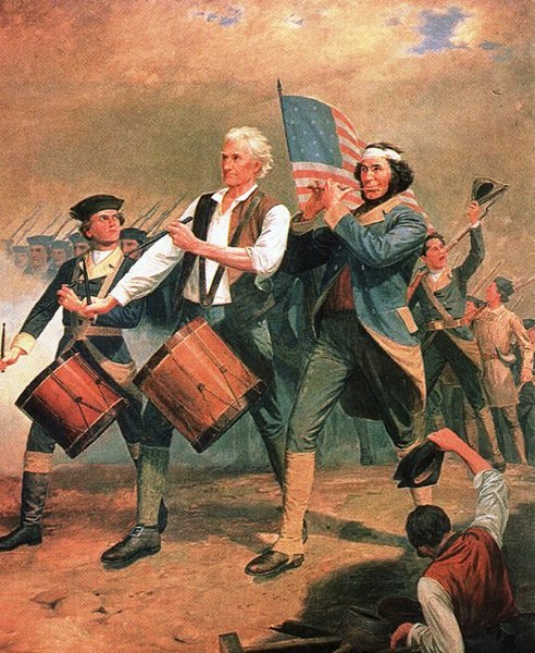 Painting Spirit of '76 by A.M. Willard, 1857, showing fife and drums.