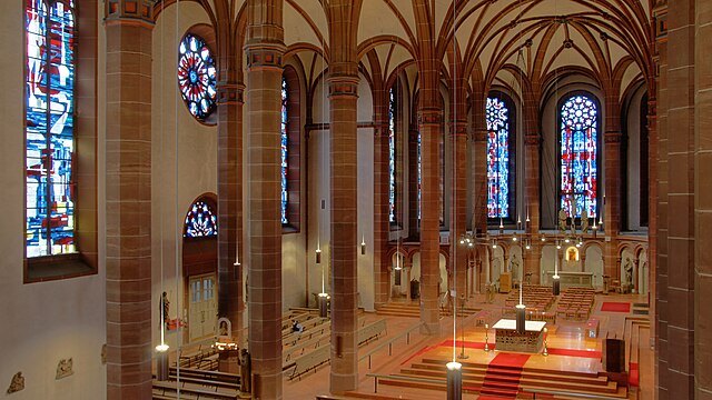 St. Bonifatius, Wiesbaden, interior from the organ loft, photograph by Dessauer
