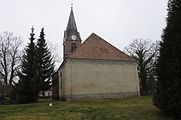 Deutsch: Baudenkmal Kirche mit Kirchmauer in Steinhöfel-Buchholz, Nummer 09115203. English: Cultural monument church with church wall in Steinhöfel-Behlendorf, number 09115203.