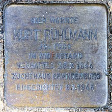 Stolperstein Dirschelweg 16 (Mard) Kurt Rühlmann.jpg