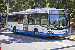 Sydney Buses (2120 ST) Custom Coaches 'CB60' Evo II Volvo B12BLE Euro 5 on Olympic Boulevard at Sydney Olympic Park.jpg