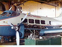 Dove in Detroit City Airport hangar TAG Airlines de Havilland Dove Aircraft.jpg