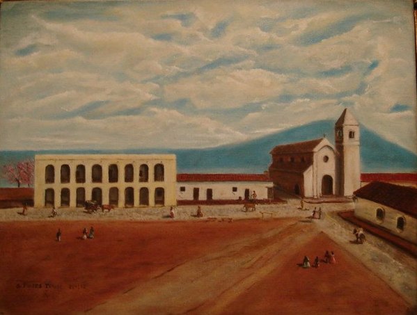 "Tucumán 1812", by Gerardo Flores Ivaldi. The Cabildo and San Francisco church are displayed on the painting.