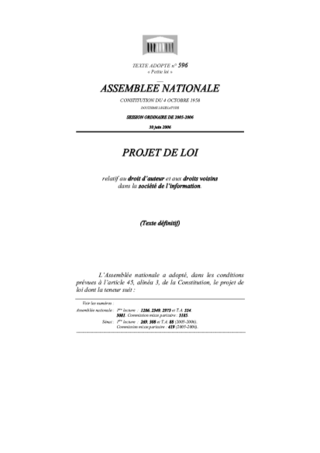 <span class="mw-page-title-main">DADVSI</span> French bill concerning copyright law