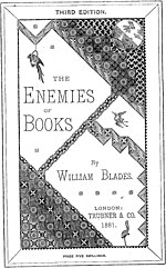 Thumbnail for File:The Enemies of Books by William Blades, Third Edition, London , 1881 - (IA 0166ENEM) (page 1 crop).jpg