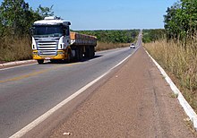 The BR-153 (also known as Belem-Brasilia Highway) is the main highway of the Tocantins state. Tocantins - BR-153 (geometria).jpg