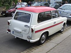 White-and-red station wagon