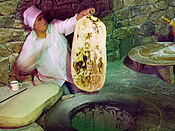 Lavash made in tandoor in Armenia