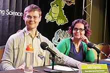 Gleb Tsipursky and Agnes Vishnevkin of the Pro-Truth Pledge speaking at Dragon Con 2018 Tsipurski and Vishneukin 2018.jpg