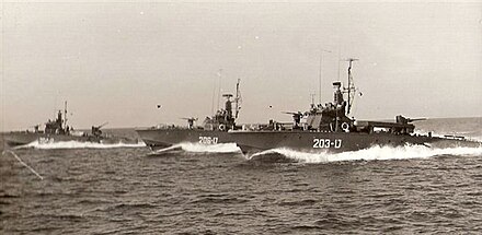 Israeli Motor Torpedo Boats (MTBs) in formation, c. 1967. These were the MTBs that attacked USS Liberty.