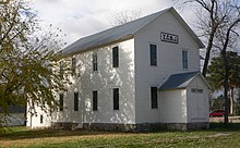 ZCBJ Hall, an historic meeting hall for the Czech community in Tyndall, South Dakota. Tyndall, South Dakota ZCBJ from SE 1.JPG
