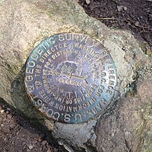 A US National Geodetic Survey marker at the peak of Mt. Wittenberg, the highest point in the park. U-S- National Geodetic Survey marker Mt- Wittenberg, Point Reyes National Seashore.jpg