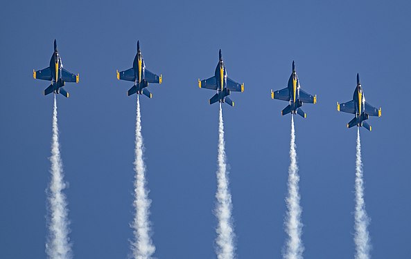 US Navy Blue Angels flying the F/A-18, Huntington Beach air show, CA, USA