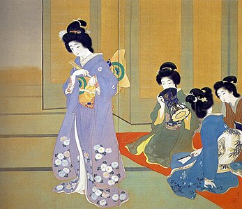 Uemura Shōen - Dantzarako prestatzen, 1919