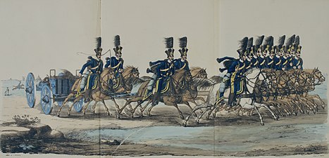 Uniformer för Wendes ridande artilleri cirka 1825.