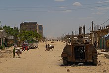 A Chinese-built Type 89 AFV, destroyed by fighting in Hawzen VOA Hawzen5.jpg