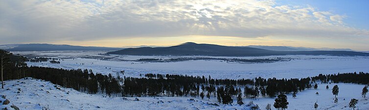 Valley of the Uda river near the village of Khorinsk the first of January
