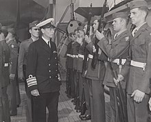 A H Vedel on board the USS Houston 1946 Vedel on USS Houston.jpg