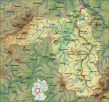 Bad Hersfeld en un mapa del río Fulda