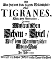 English: Vivaldi - La costanza trionfante - Tigranes - title page of the libretto, Hamburg 1719