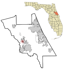 Volusia County Florida Incorporated and Unincorporated areas De Land Southwest Highlighted.svg