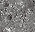 English: Weinek lunar crater as seen from Earth with satellite craters labeled