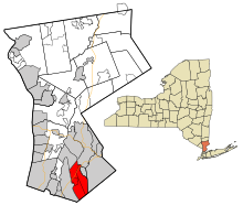 Westchester County New York áreas incorporadas e não incorporadas Mamaroneck realçado.