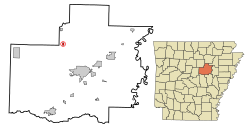 Location in White County and the state of Arkansas