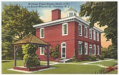 Postcard showing the house, and the gazebo