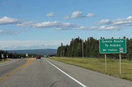 "Scenic Route to Alaska" sign via Hwy 40 near Hinton.