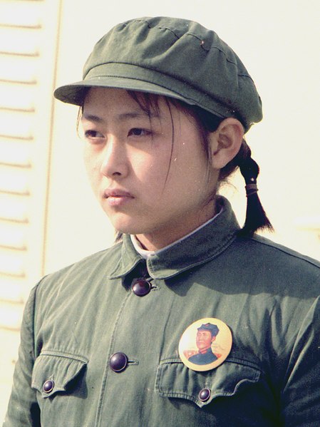 File:Young girl dressed in soldier attire at the arrival of the press plane in Peking, China - NARA - 194411 (cropped).tif
