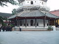 The base of the Zhenfeng Pagoda in Anqing, Anhui, China during a service.