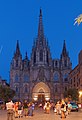 * Nomination: Night view of the facade of Barcelona Cathedral. --C messier 14:09, 7 June 2019 (UTC) * Review The sky needs denoising. I would also remove the distracting stuff poking into it (tree and strange light) --Trougnouf 17:57, 8 June 2019 (UTC)