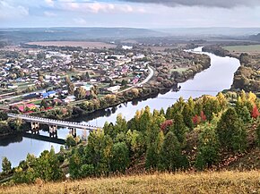 Вид на село Посад и реку Сылва с горы Коломагина