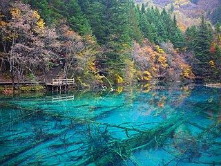 Jiuzhaigou Nature reserve and national park in Sichuan, China