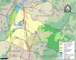 Kolorowa mapa przedstawiająca użytkowanie gruntów.