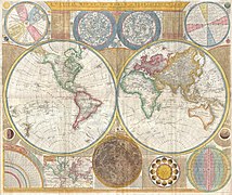 Карта земних півкуль з врізками Самюеля Данна, 1794 рік