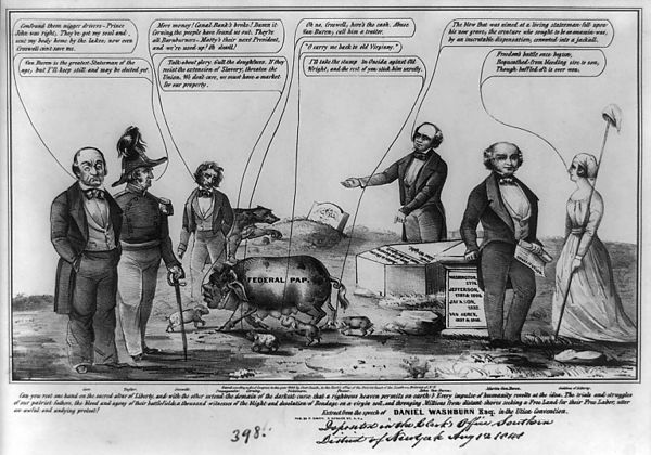 1848 caricature cartoon on the U.S. presidential race, featuring Henry Foster as a piglet