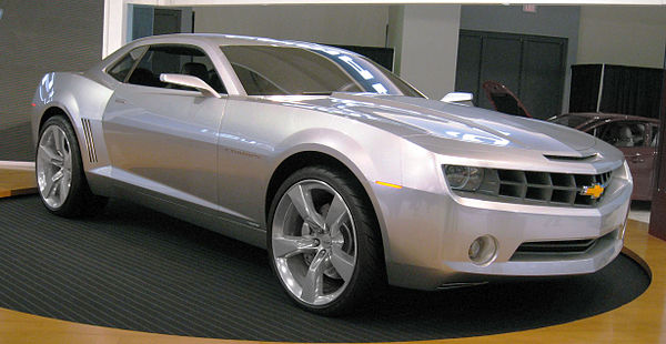 The clay model of the fifth-generation Camaro on display at the 2006 Washington Auto Show