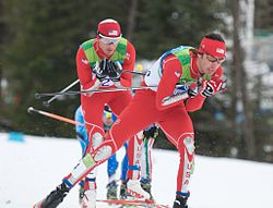 2010 Winter Olympics Johnny Spillane and Todd Lodwick in nordic combined NH10km.jpg