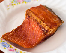 Pla buang is a northern Thai dish of sun-dried and deep-fried giant snakehead 2013 Pla buang.jpg