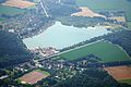 Deutsch: Das Klostersee genannte Abgrabungsgewässer an der Rheder Straße in Burlo, Stadt Borken. Das Bild entstand während des Münsterland-Fotoflugs am 20. Juli 2014.